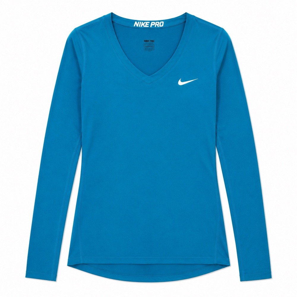 Nike Pro Dri-FIT Long Sleeve Training Top Blue Large Thumbholes